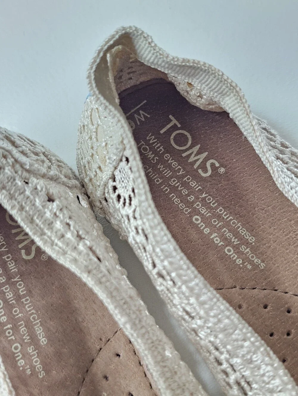 TOMS Alpargata Natural Moroccan Crochet Slip-On Flats Ivory Women's Size 6 - Picture 8 of 11